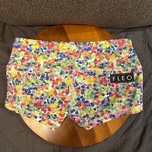 Fleo Neon Mini flower Low Rise Contour Shorts gym athletic CrossFit